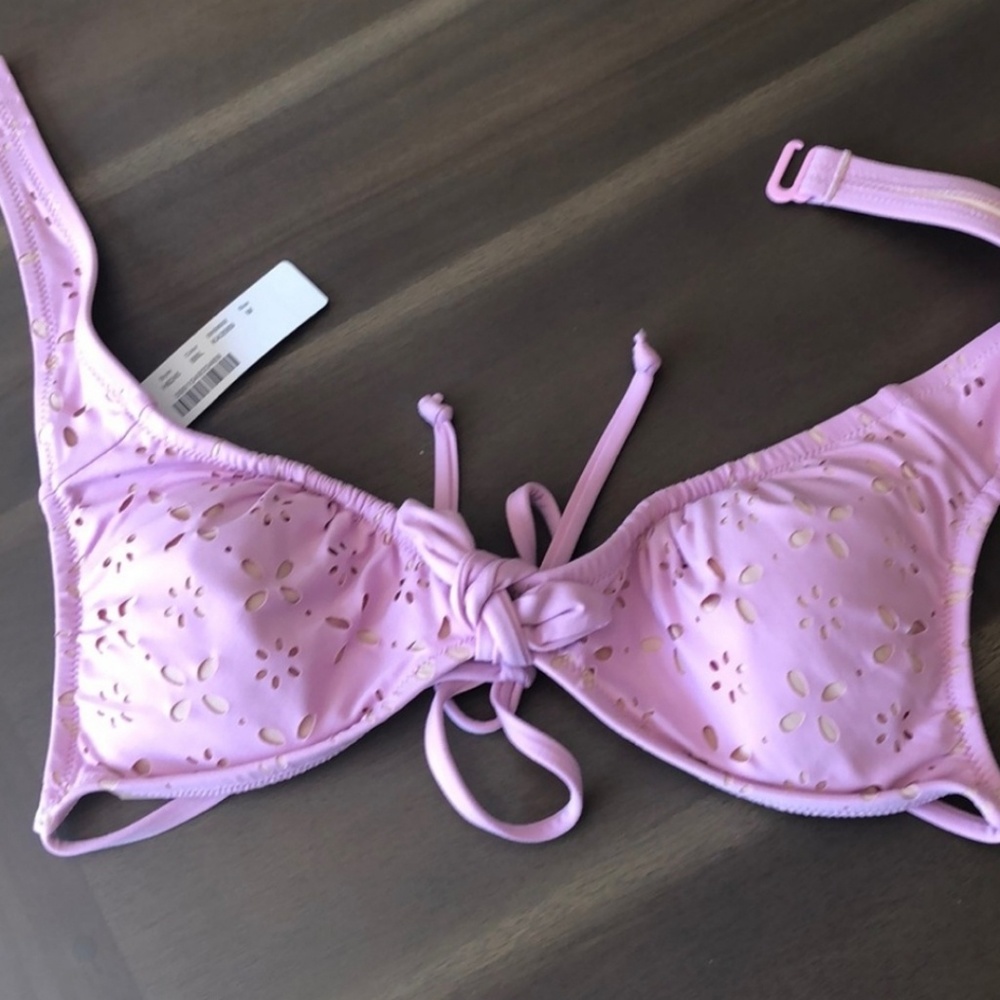 J Crew Pink Laser Cut Bikini Top